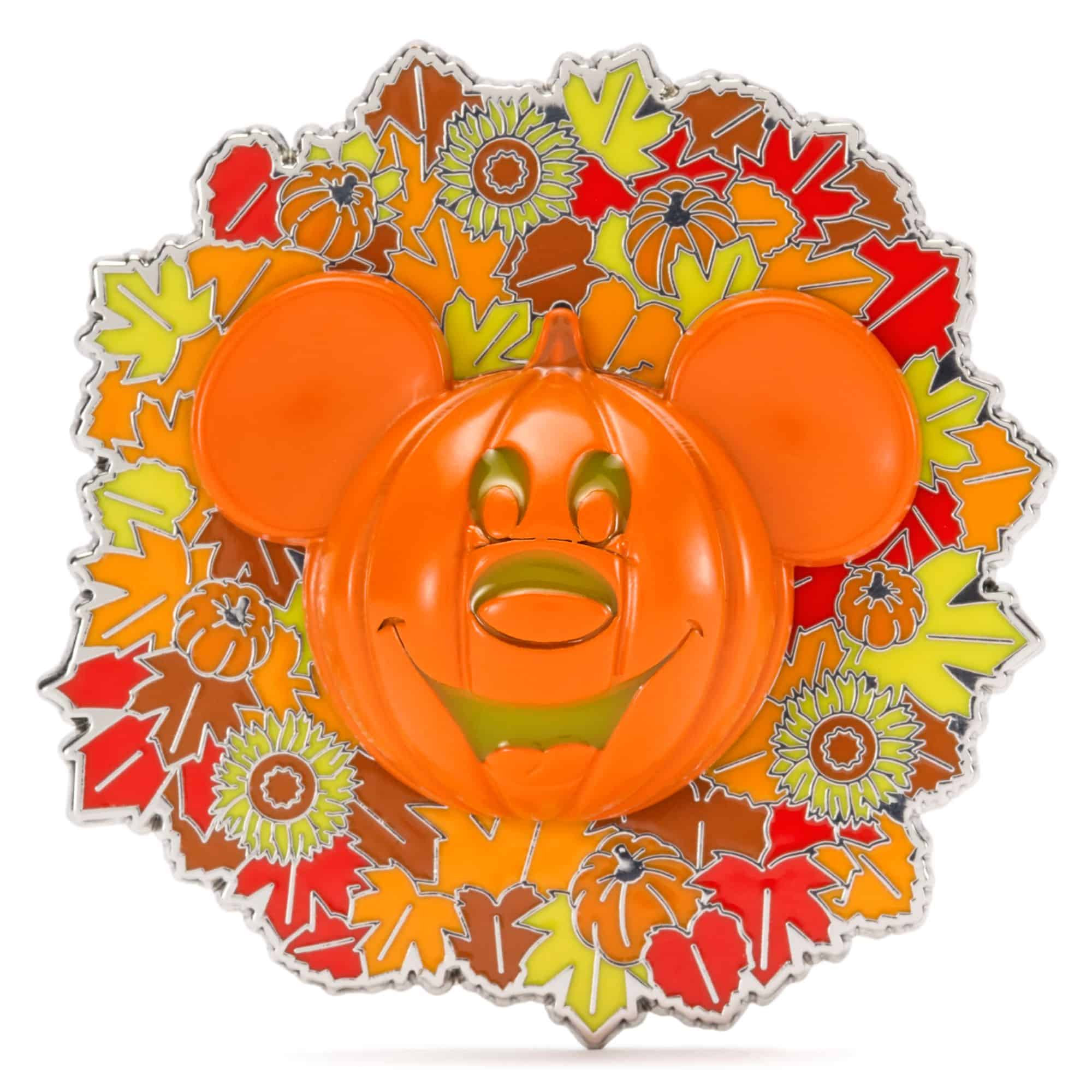 Mickey Mouse Jack o Lantern Wreath Light Up Halloween Pin