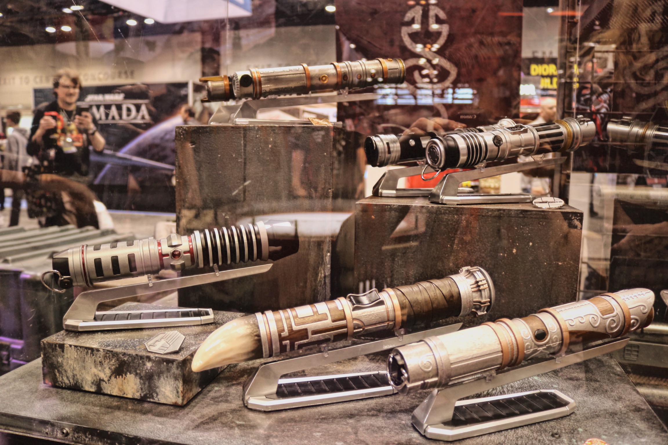 Depending on your chosen path, one of these custom lightsabers can be yours.