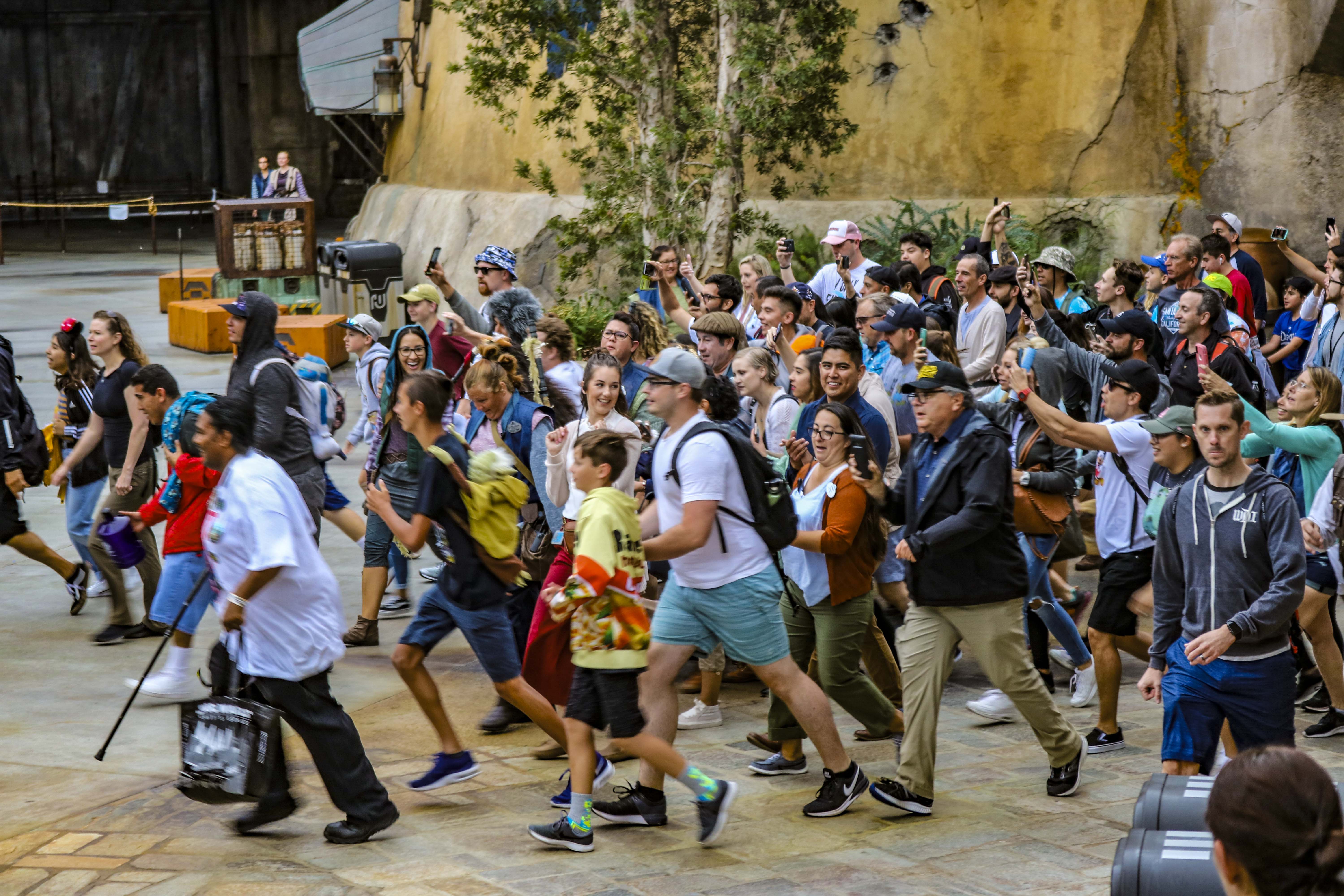 A drove of first entry guests sprinted towards the newly opened, Millennium Falcon: Smuggler's Run. 
