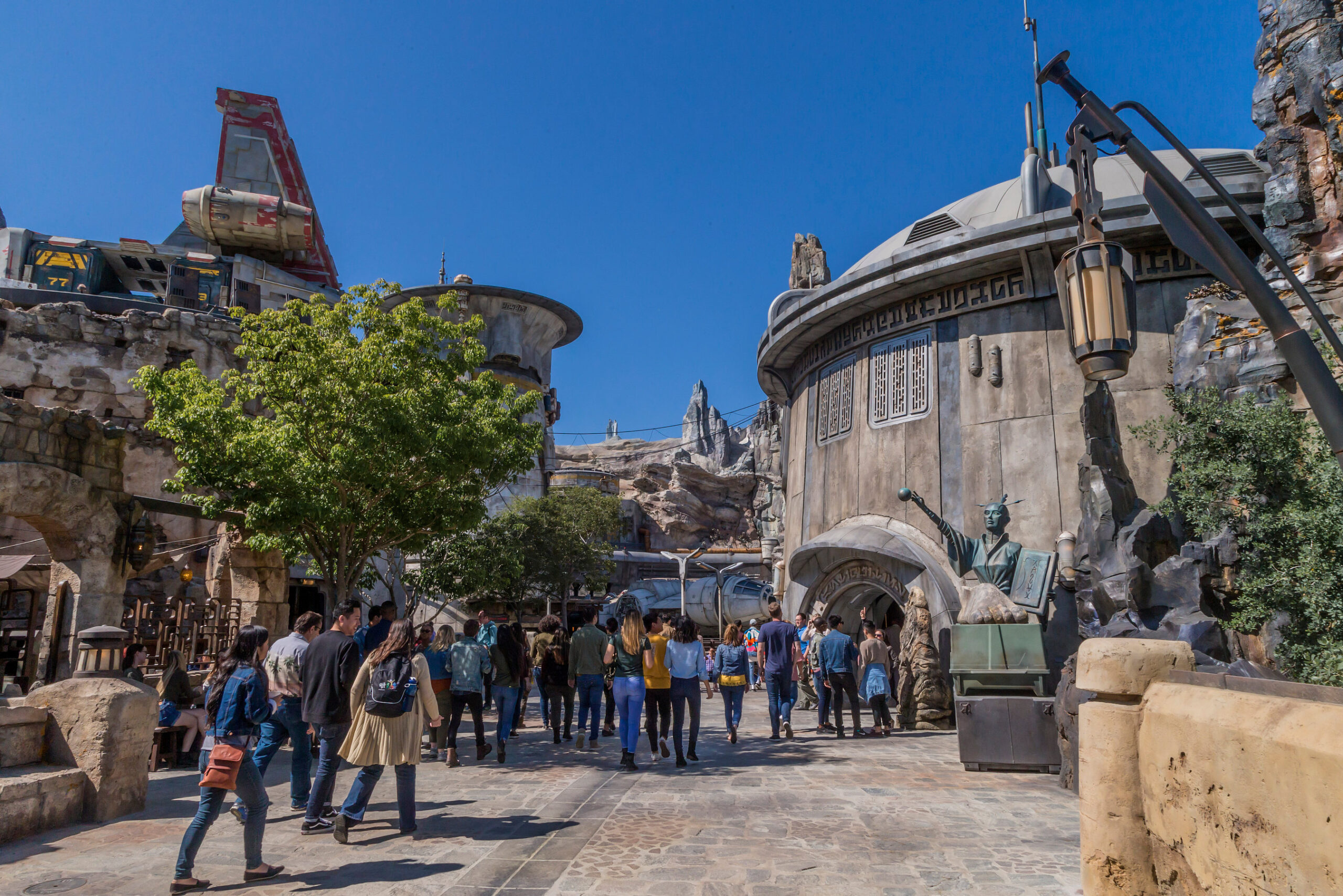 Star Wars: Galaxy's Edge at Disneyland Park in Anaheim, California, and at Disney's Hollywood Studios in Lake Buena Vista, Florida, is Disney's largest single-themed land expansion ever at 14-acres each, transporting guests to Black Spire Outpost, a village on the planet of Batuu. Guests will discover two signature attractions. Millennium Falcon: Smugglers Run, available opening day, and Star Wars: Rise of the Resistance, opening later this year. (Joshua Sudock/Disney Parks)